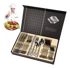 Set De Cubiertos x 24 piezas Negro